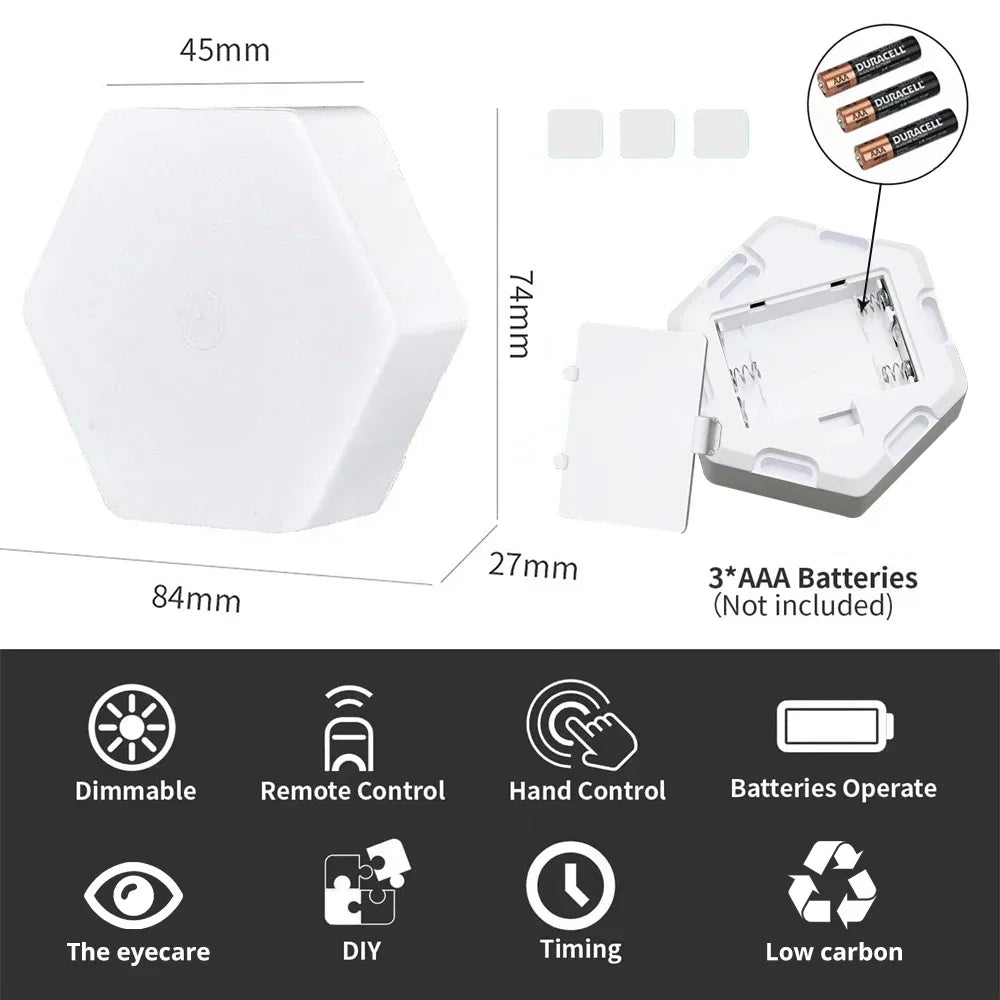 Touch Sensor RGB LED Hexagon Lamp