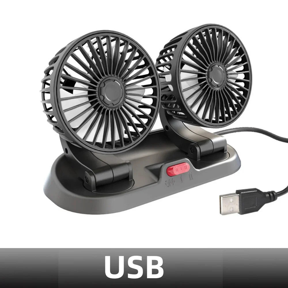 Portable Dual Head Car Air Cooling Fan