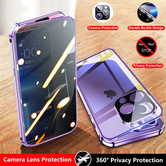 Double Sided Magnetic Glass Anti-Peep Mobile Case - Wholesalus
