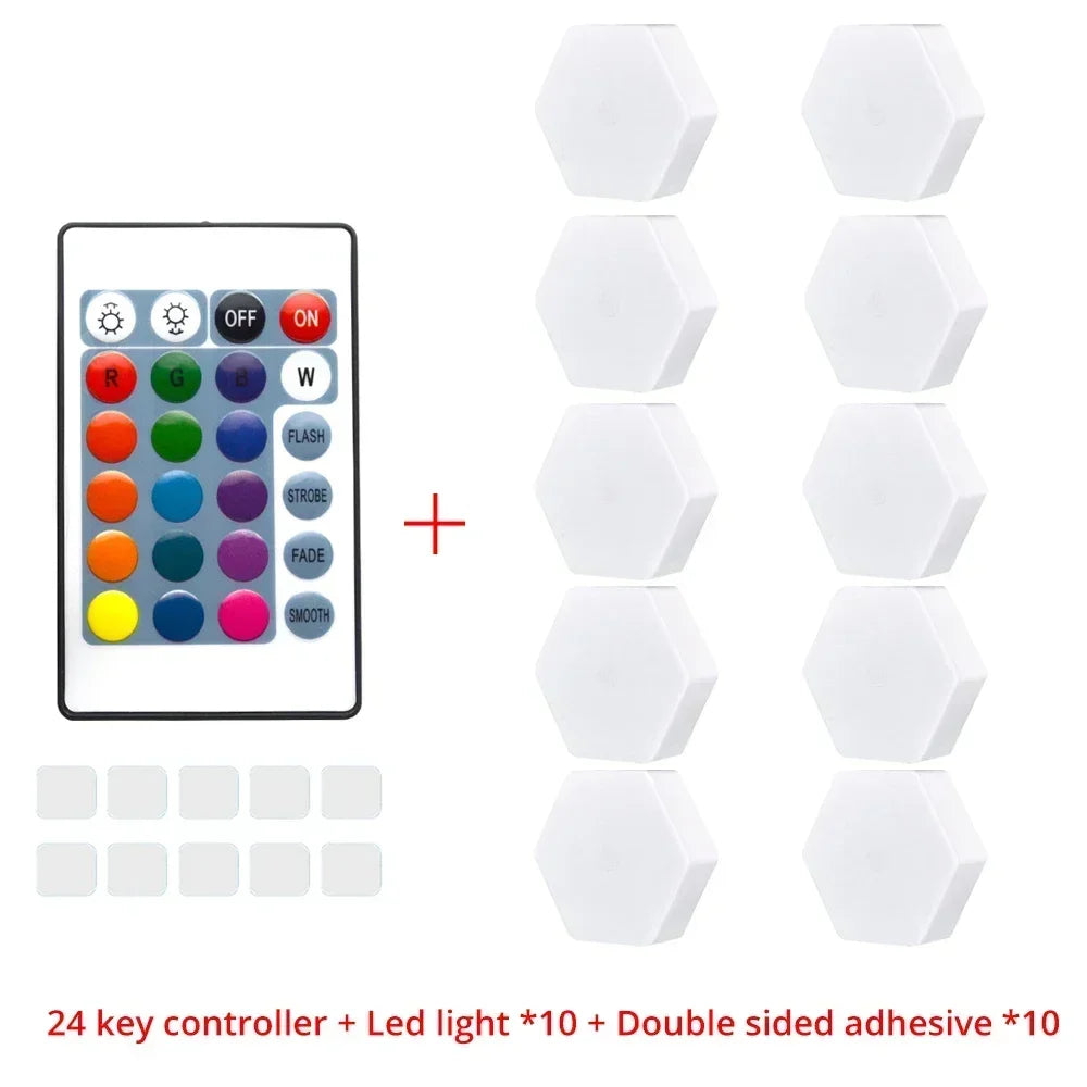 Touch Sensor RGB LED Hexagon Lamp