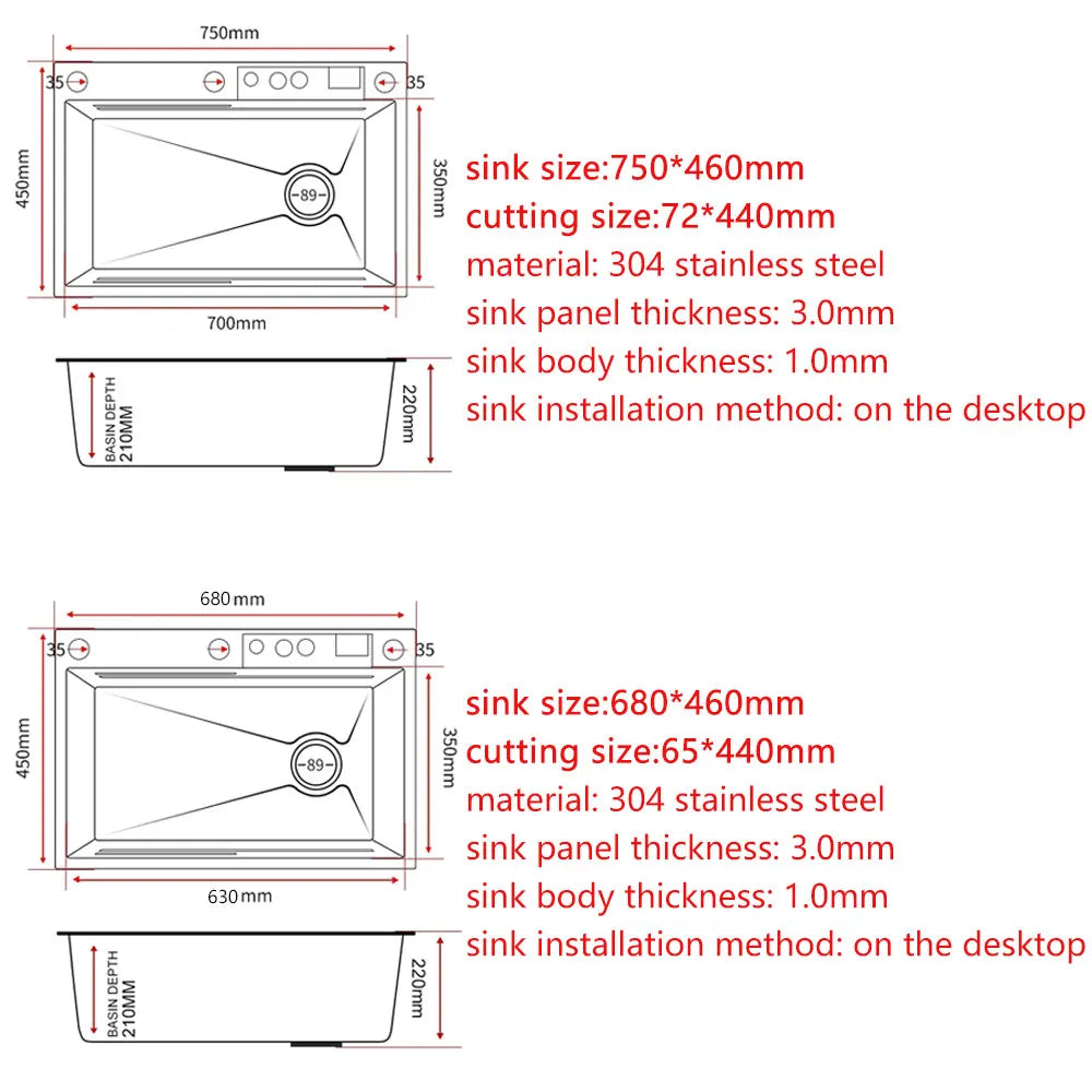 Stainless Steel Multifunction Waterfall Kitchen Sink