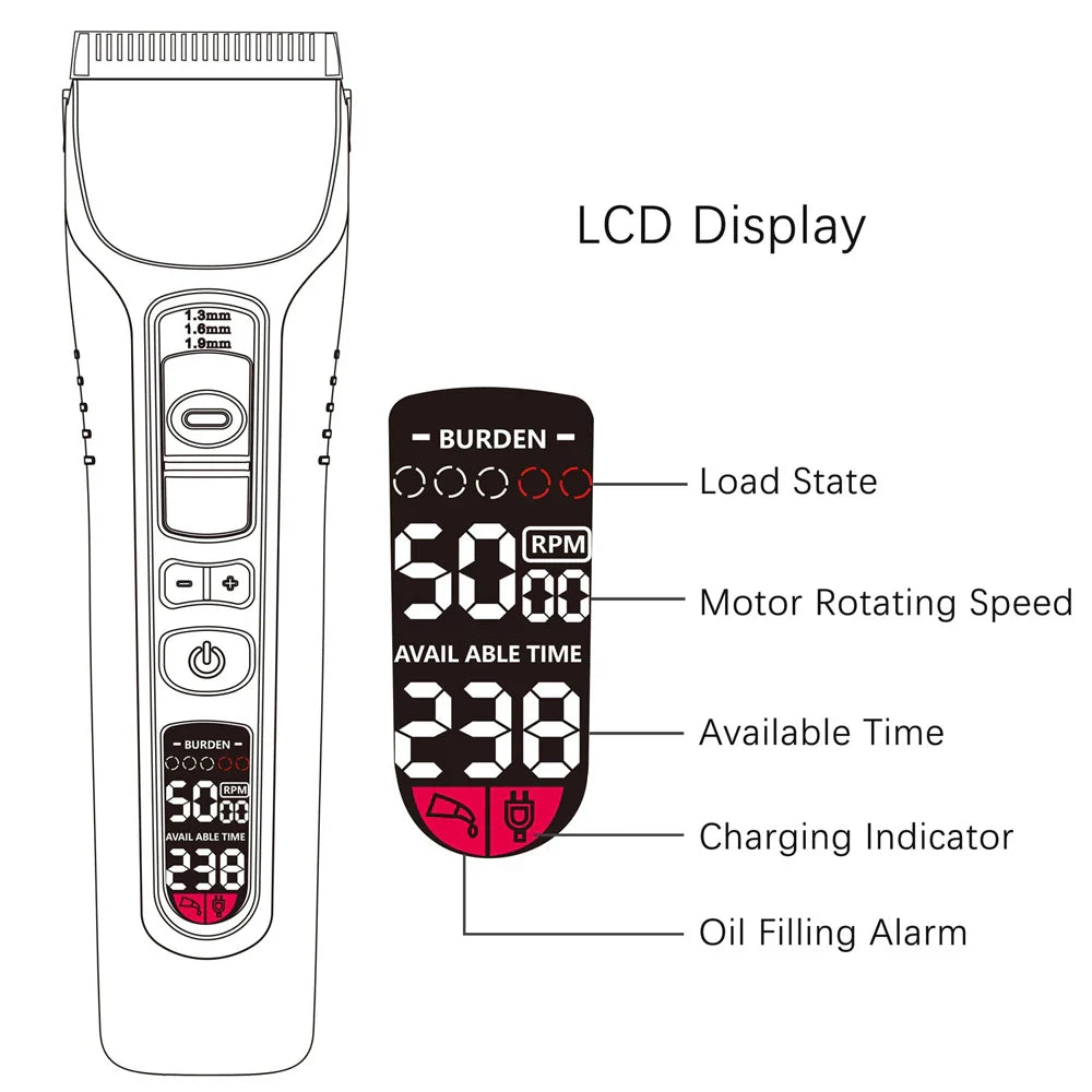 Professional LCD Inclined Hair Trimmer