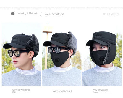 3 In 1 Thermal Face Mask Earmuffs Cap - Wholesalus