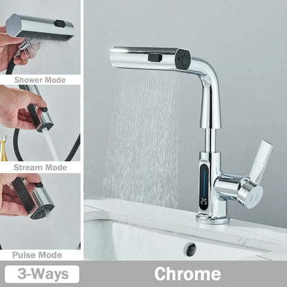 Multifunctional Digital Display Pull-out Faucet - Wholesalus