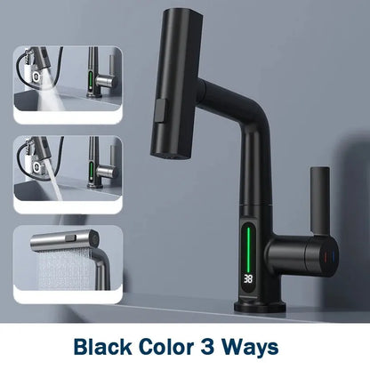 Multifunctional Digital Display Pull-out Faucet - Wholesalus