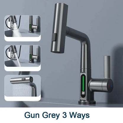 Multifunctional Digital Display Pull-out Faucet - Wholesalus