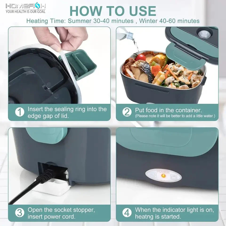 Electric Heating Stainless Steel Lunch Box - Wholesalus