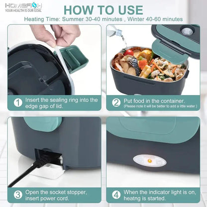 Electric Heating Stainless Steel Lunch Box - Wholesalus