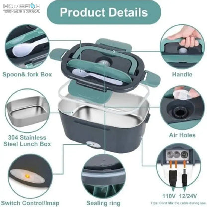 Electric Heating Stainless Steel Lunch Box - Wholesalus