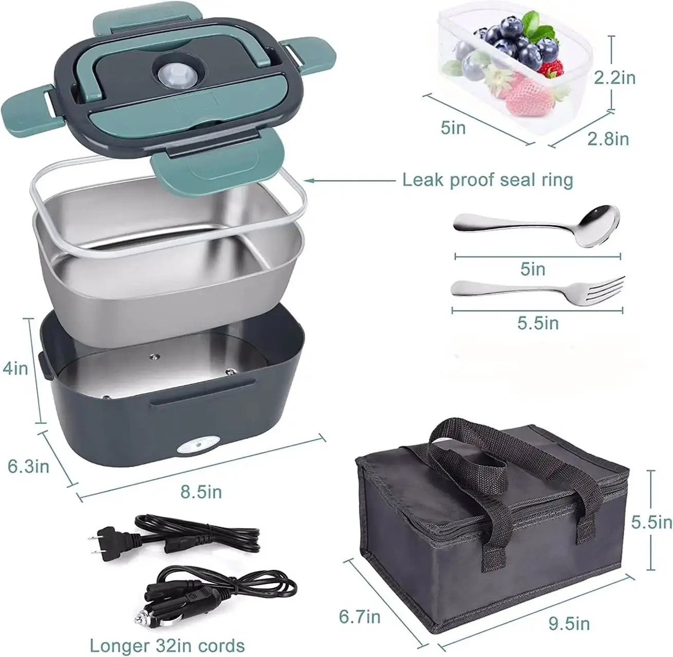 Electric Heating Stainless Steel Lunch Box - Wholesalus