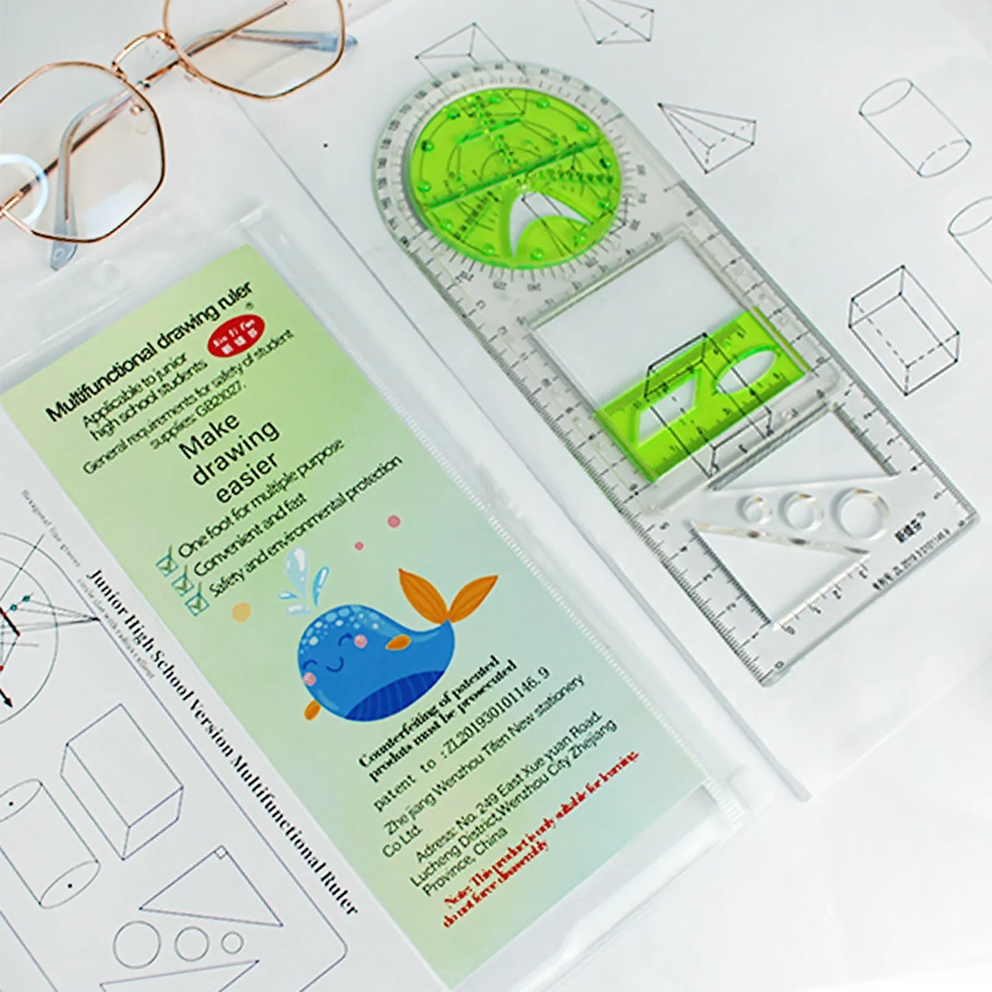 Rotatable Mathematical Geometry Ruler - Wholesalus