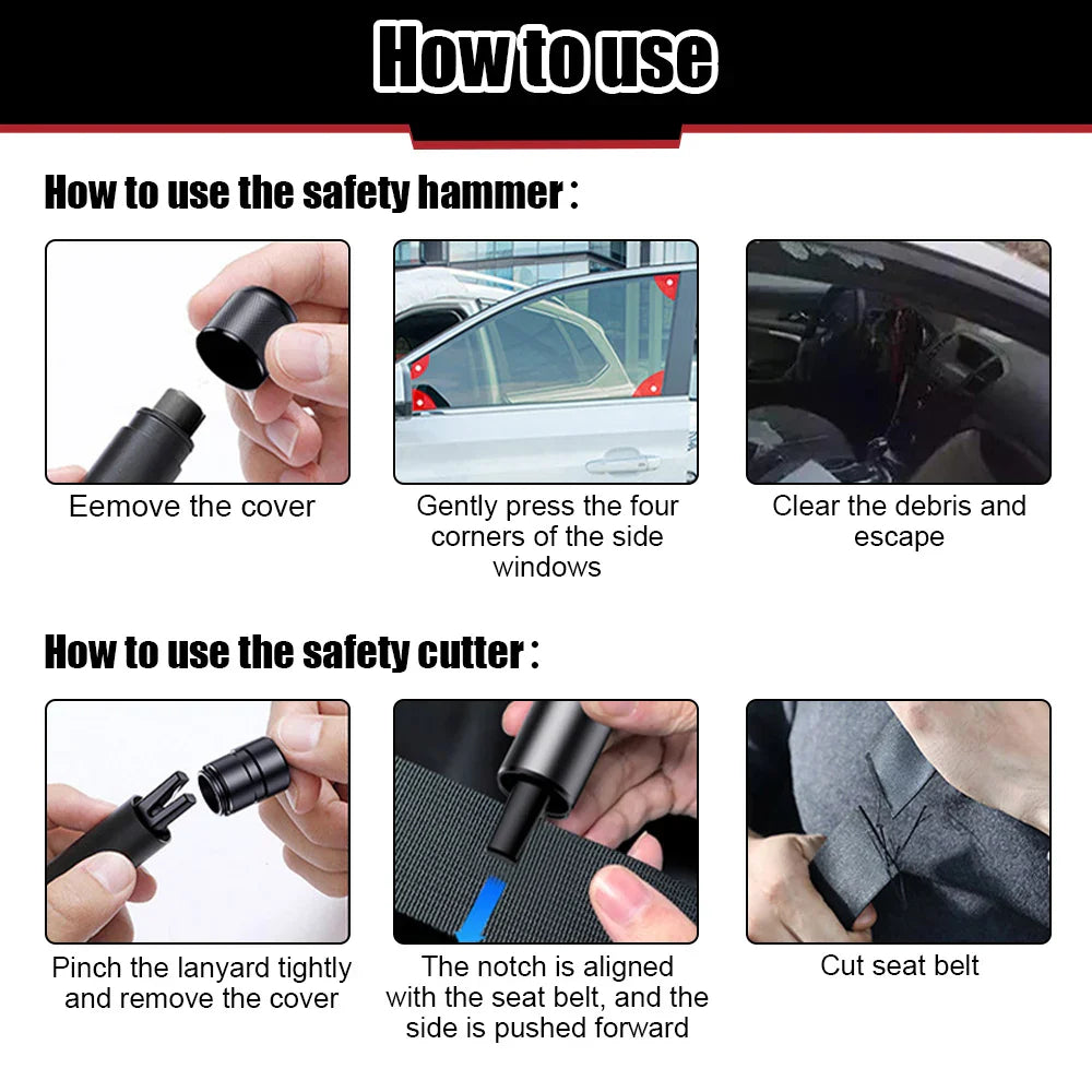 Multifunctional Car Safety Hammer 2PCS - Wholesalus