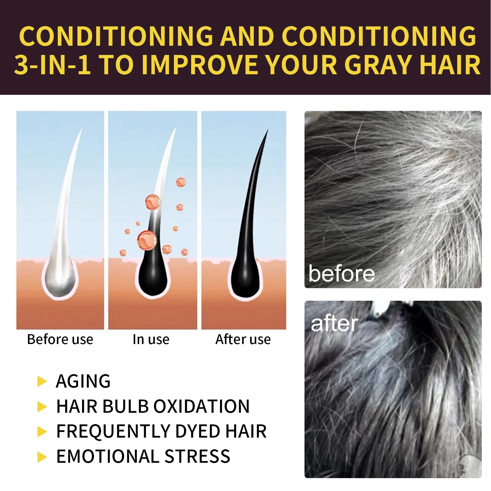 Natural Instant Hair Dye Shampoo - Wholesalus