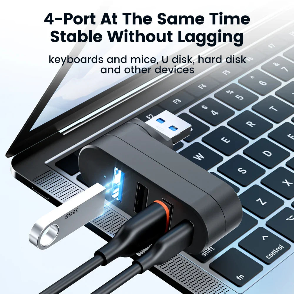 Mini 180° Rotatable USB Hub - Wholesalus