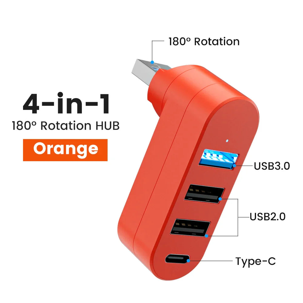 Mini 180° Rotatable USB Hub - Wholesalus