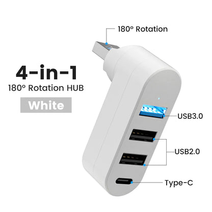 Mini 180° Rotatable USB Hub - Wholesalus