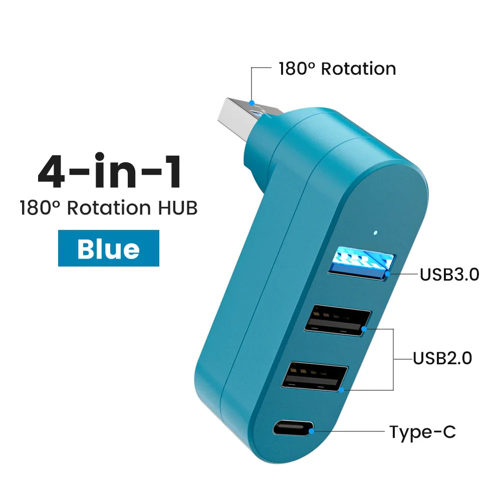 Mini 180° Rotatable USB Hub - Wholesalus