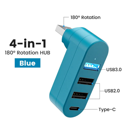 Mini 180° Rotatable USB Hub - Wholesalus