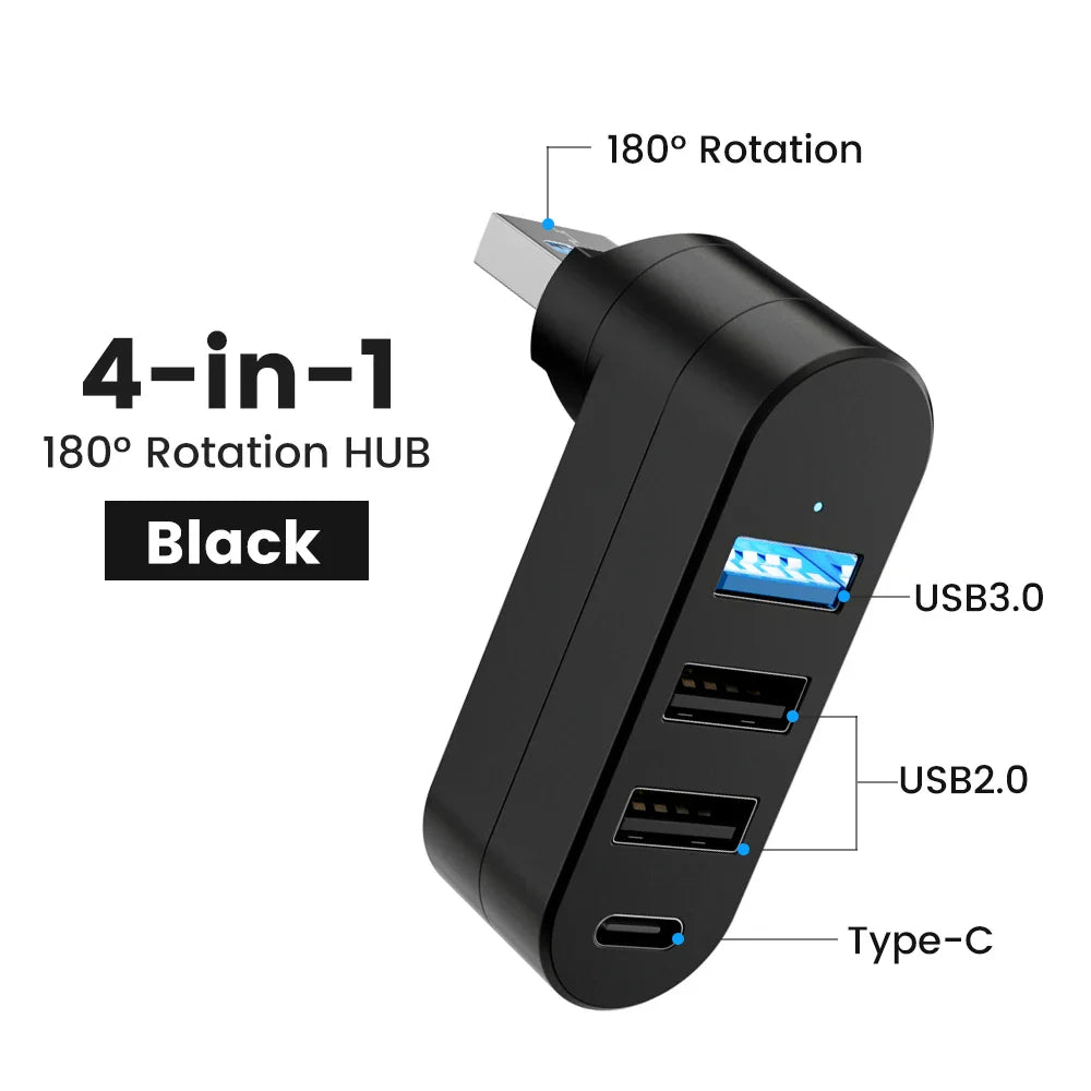 Mini 180° Rotatable USB Hub - Wholesalus