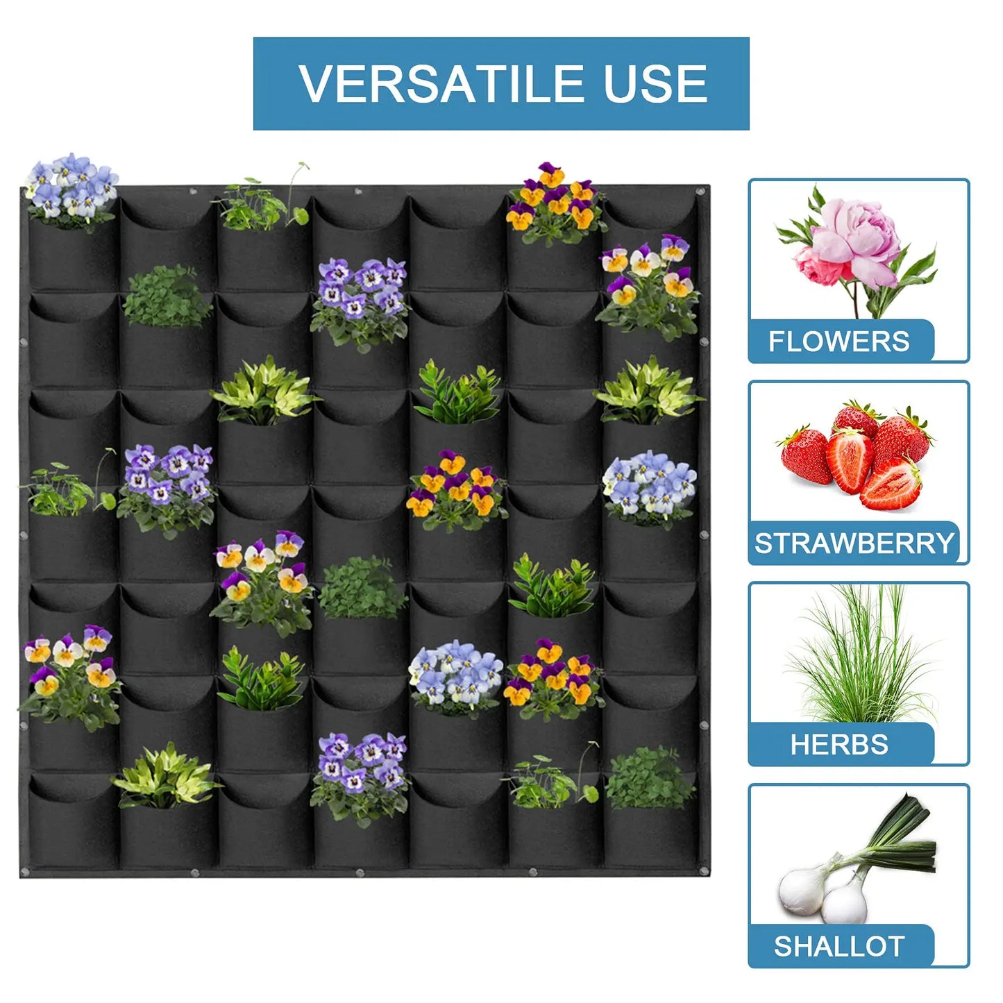 Wall Mounted Planting Grow Bags- 49 Pockets - Wholesalus