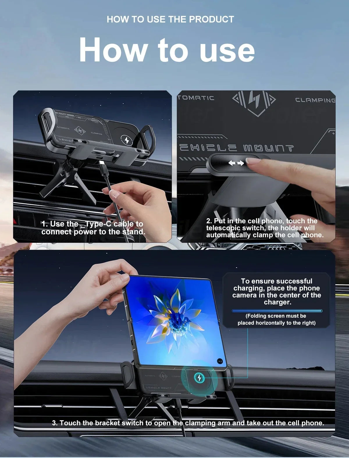 Wireless Fast Charger Flip Car Phone Holder - Wholesalus