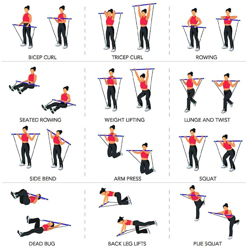 Multifunctional Elastic Pilates Bar - Wholesalus