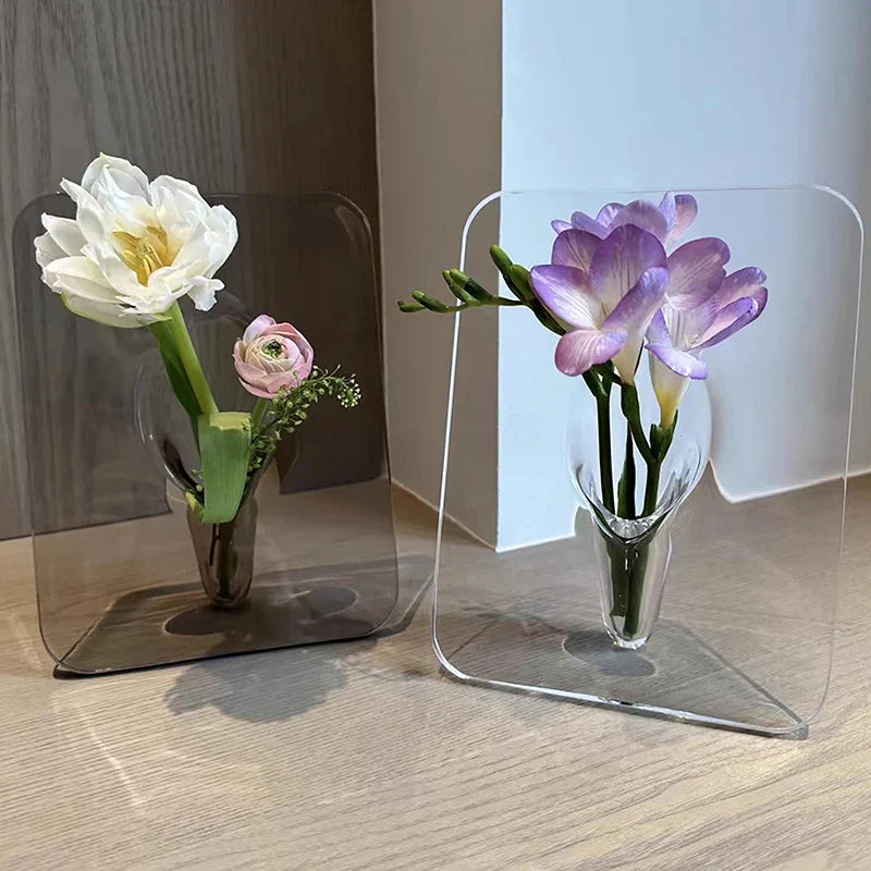 Acrylic Floral Photo Frame Vase - Wholesalus