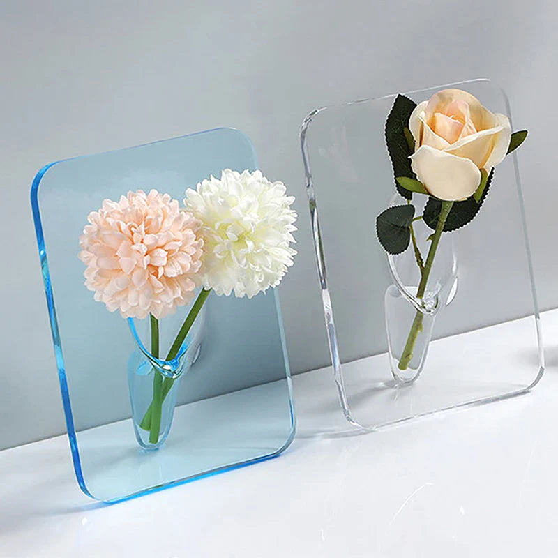 Acrylic Floral Photo Frame Vase - Wholesalus