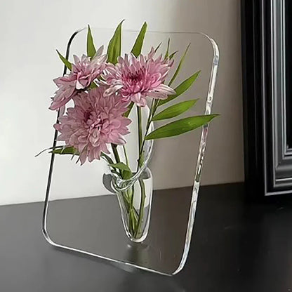 Acrylic Floral Photo Frame Vase - Wholesalus