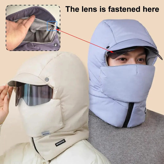 Unisex Winter Warm Hooded Cap with Mask - Wholesalus