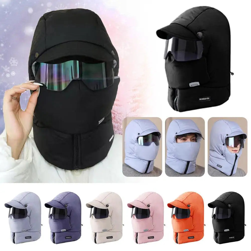 Unisex Winter Warm Hooded Cap with Mask - Wholesalus