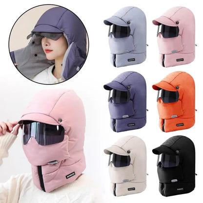 Unisex Winter Warm Hooded Cap with Mask - Wholesalus