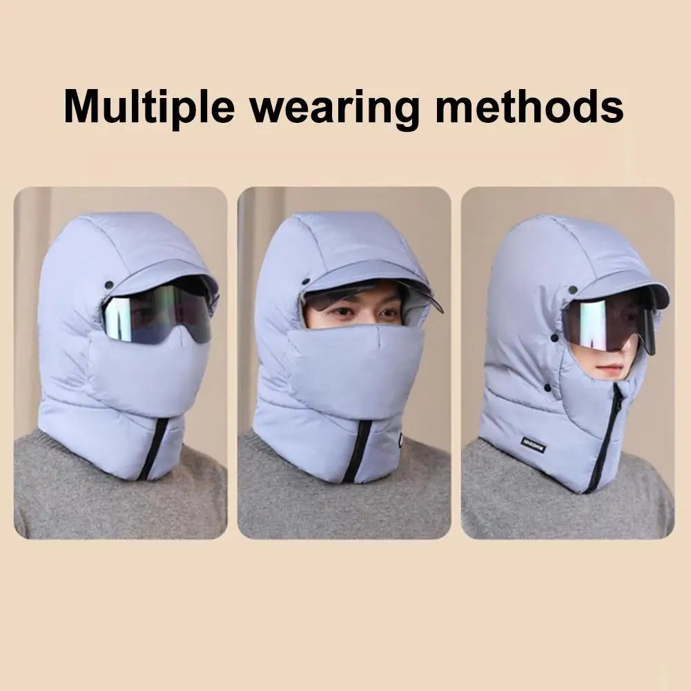 Unisex Winter Warm Hooded Cap with Mask - Wholesalus