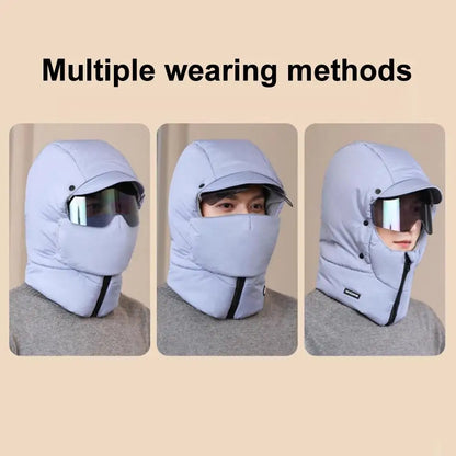 Unisex Winter Warm Hooded Cap with Mask - Wholesalus