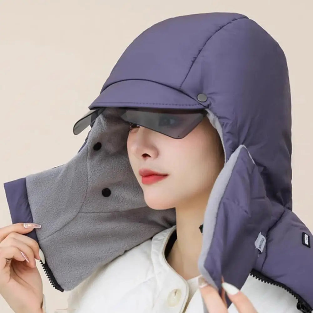 Unisex Winter Warm Hooded Cap with Mask - Wholesalus