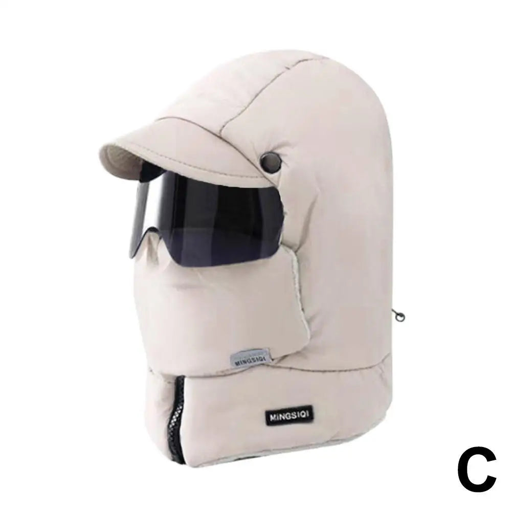 Unisex Winter Warm Hooded Cap with Mask - Wholesalus