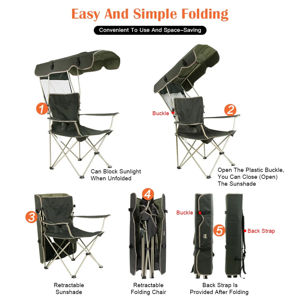 Portable Folding Chair With Canopy - Wholesalus