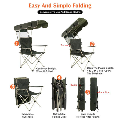 Portable Folding Chair With Canopy - Wholesalus