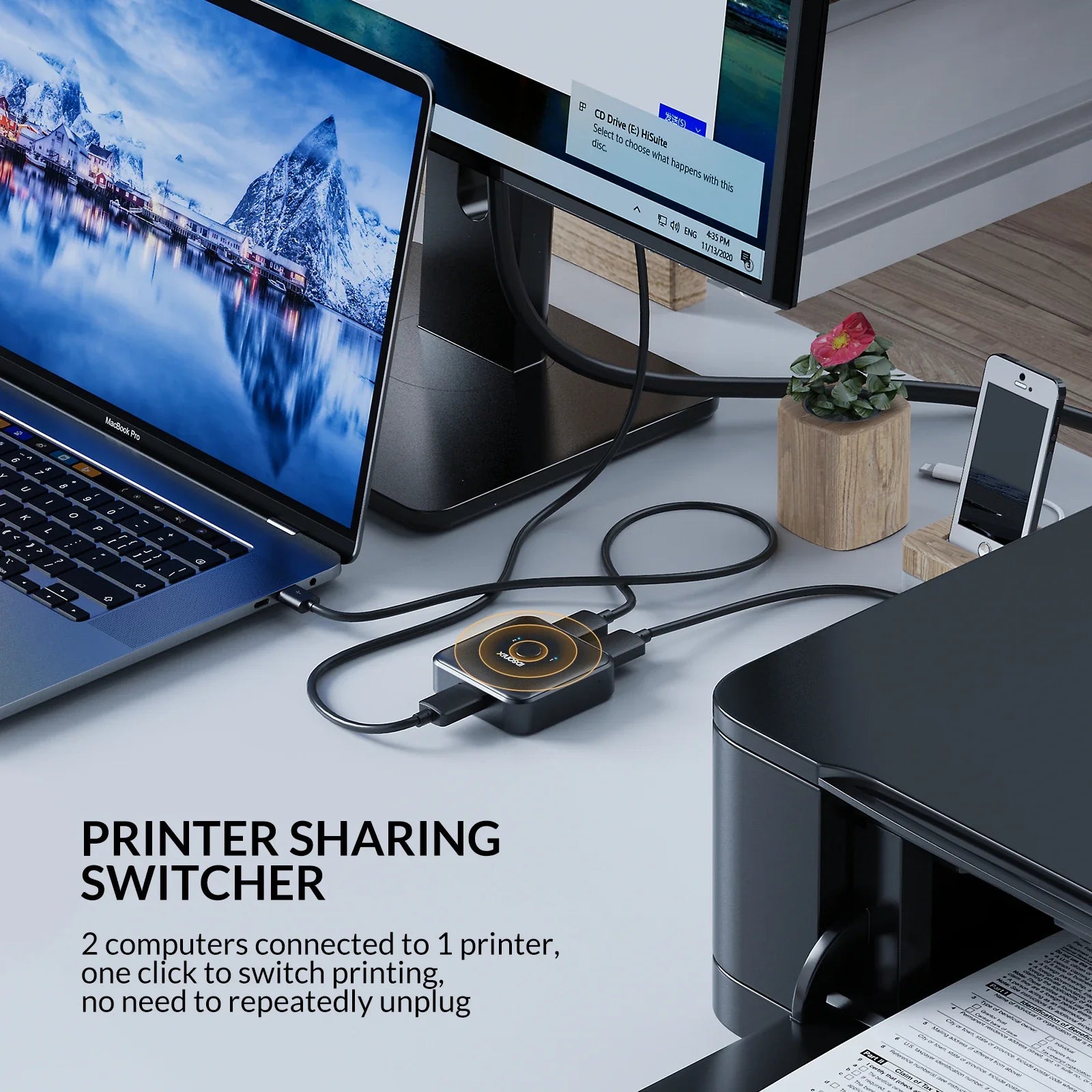 2 In 1 Data Switcher USB HUB - Wholesalus