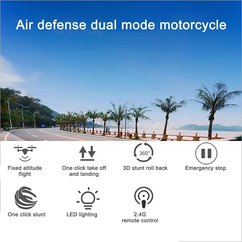 2-In-1 Land Air RC Motorcycle - Wholesalus
