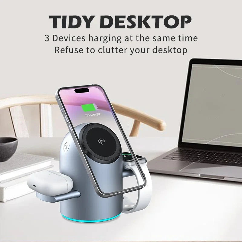 3 in 1 Magnetic Wireless Fast Charging Station - Wholesalus
