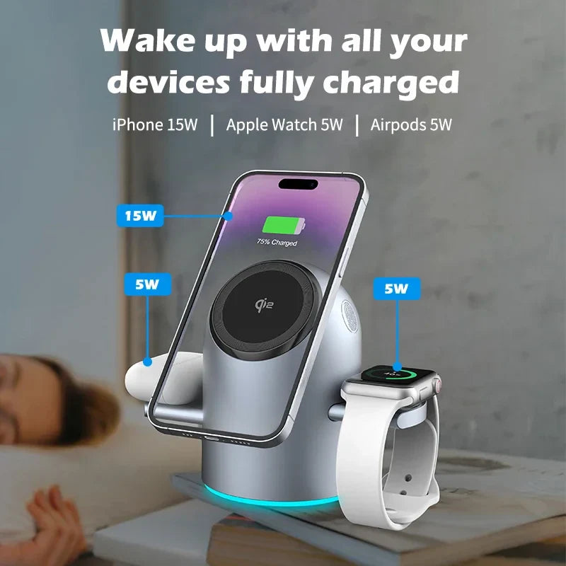 3 in 1 Magnetic Wireless Fast Charging Station - Wholesalus