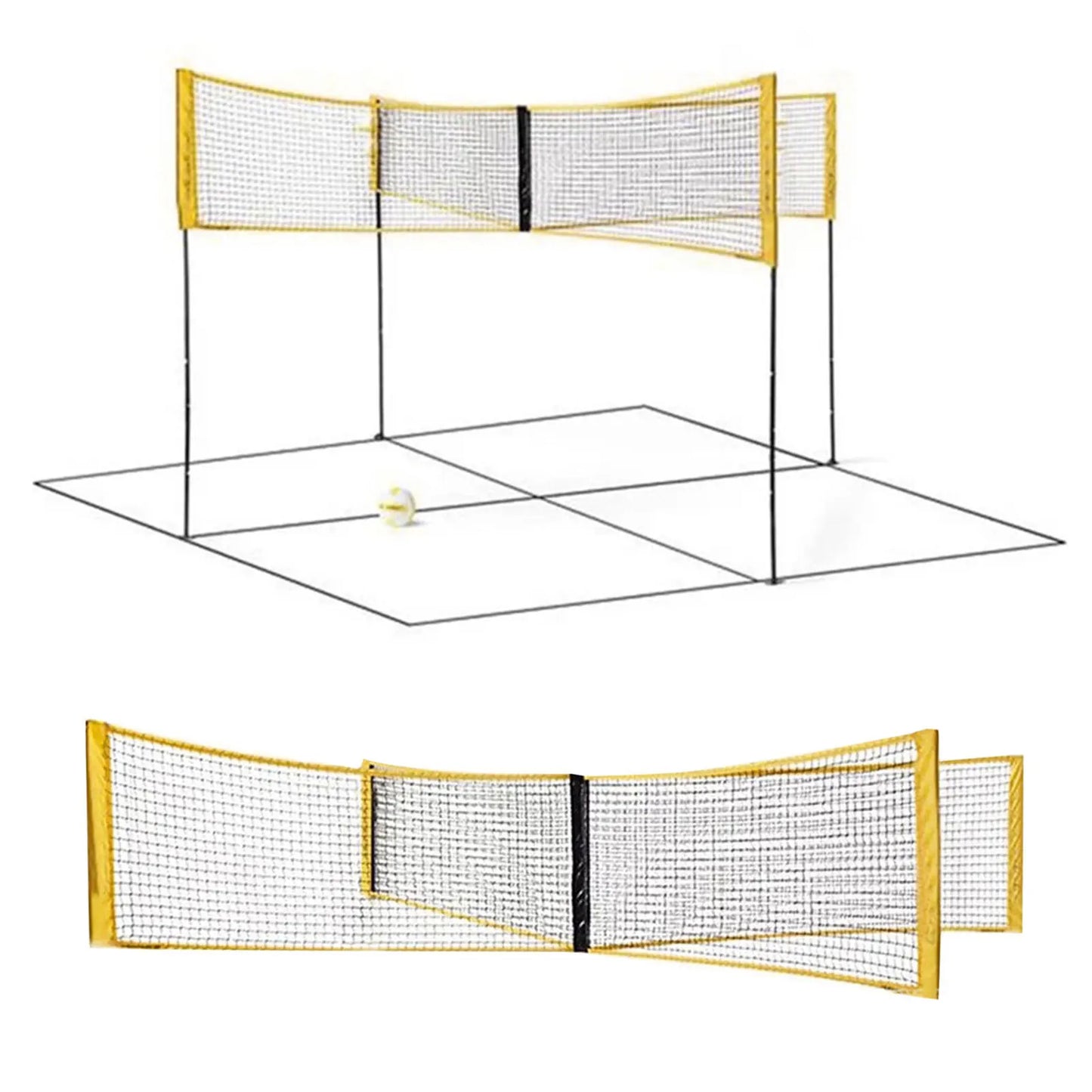 4-Way Square Volleyball Net Set - Wholesalus