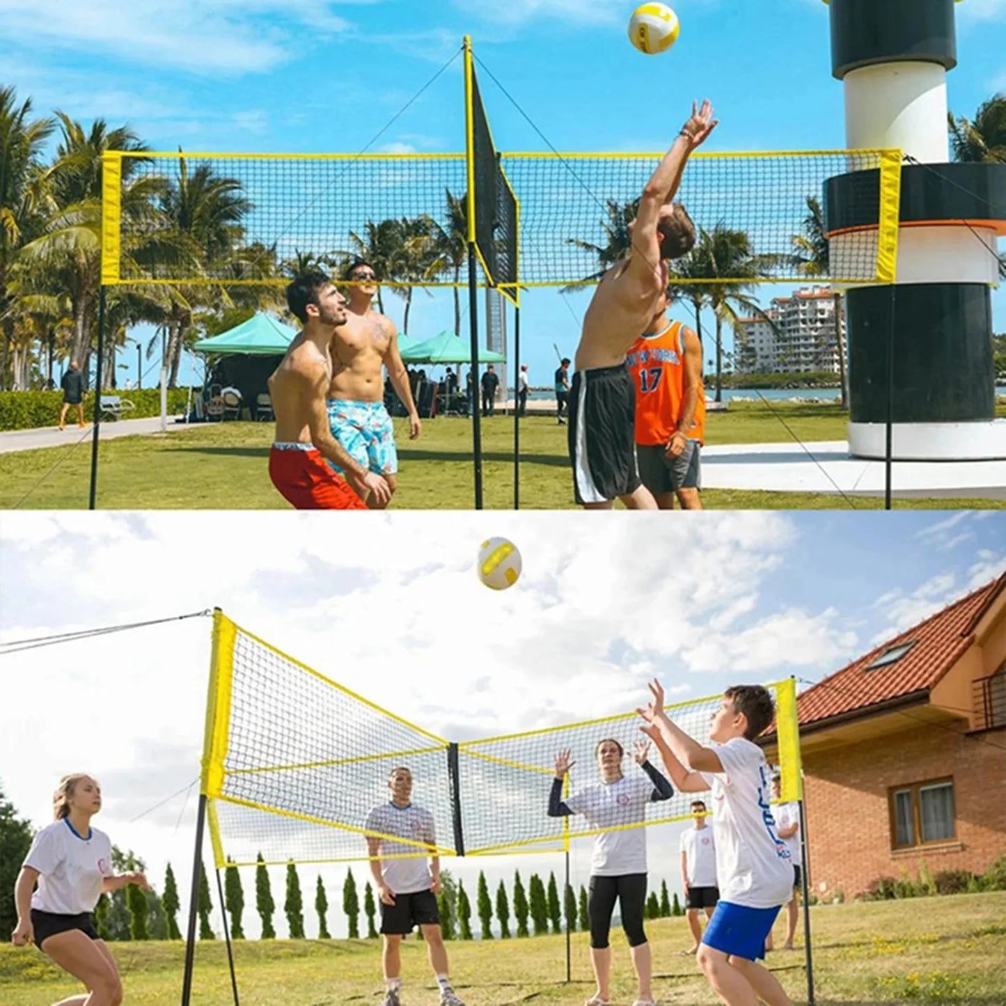 4-Way Square Volleyball Net Set - Wholesalus