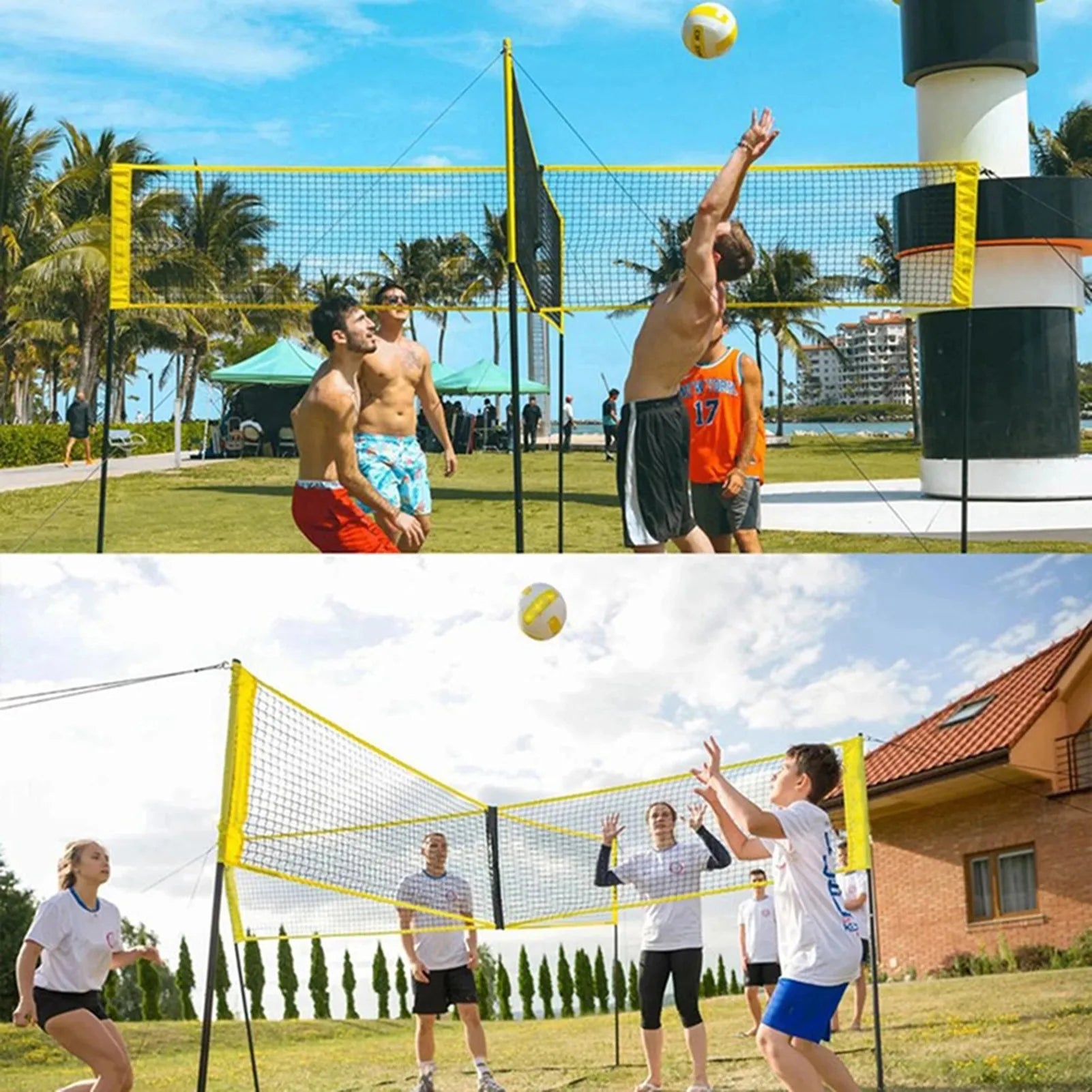 4-Way Square Volleyball Net Set - Wholesalus