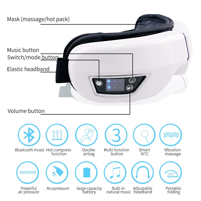 Bluetooth Music Hot Compress Eye Massager - Wholesalus