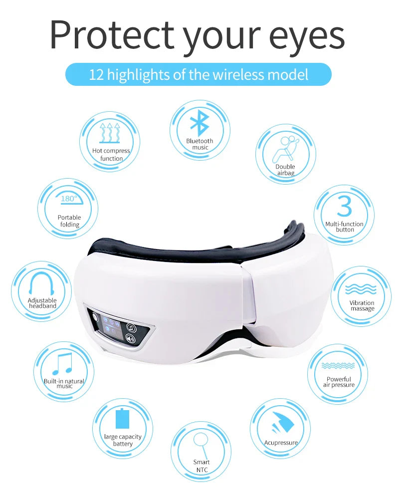 Bluetooth Music Hot Compress Eye Massager - Wholesalus