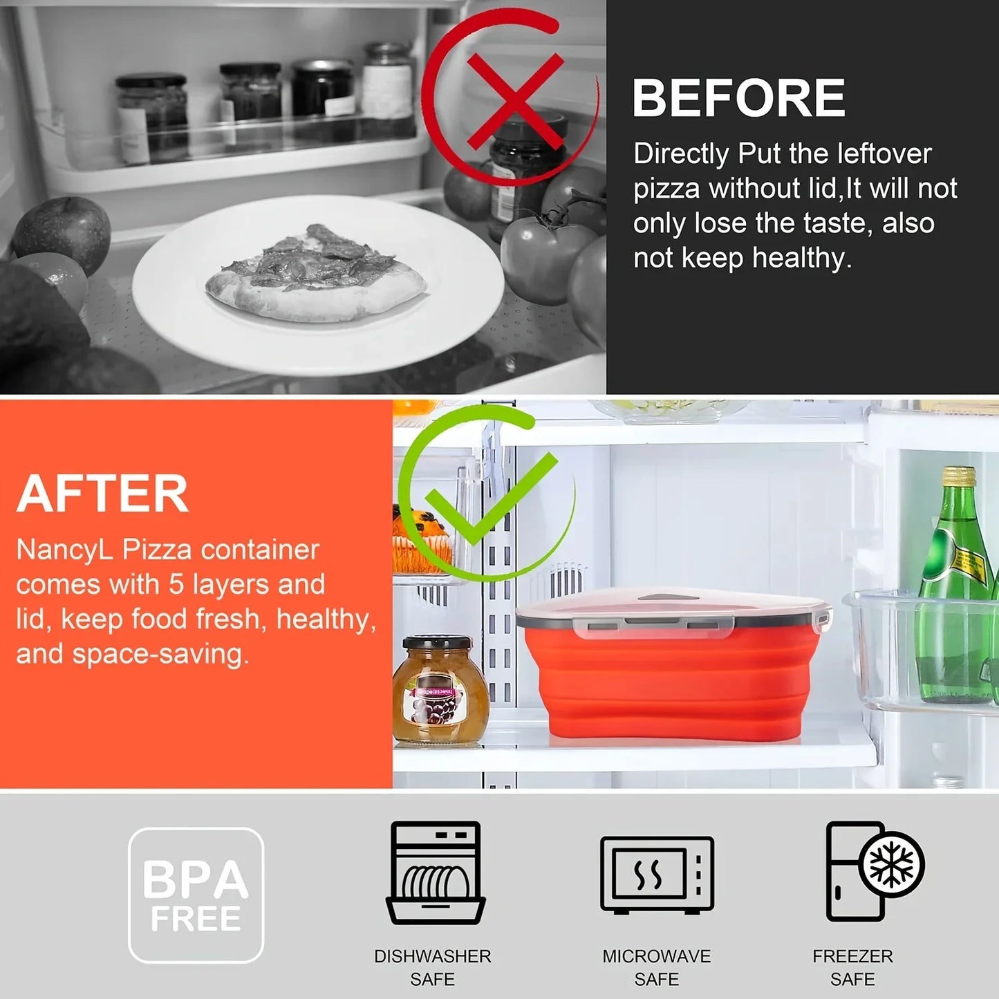Collapsible Pizza Storage Container - Wholesalus