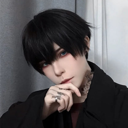 Korean-Style Black Synthetic Wig - Wholesalus