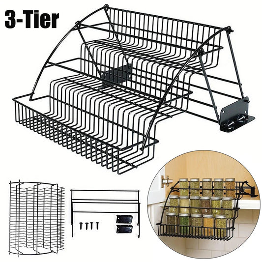Metal 3-Tier Pull Down Spice Rack - Wholesalus